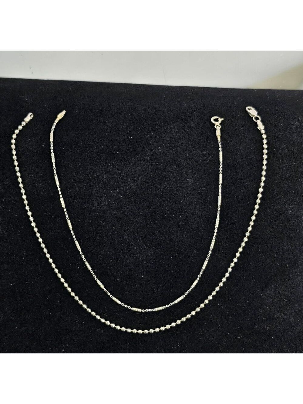 2 Italy 925 Sterling Silver Anklets Bracelets 9” 10.75” Bead Chain 4.5g Read